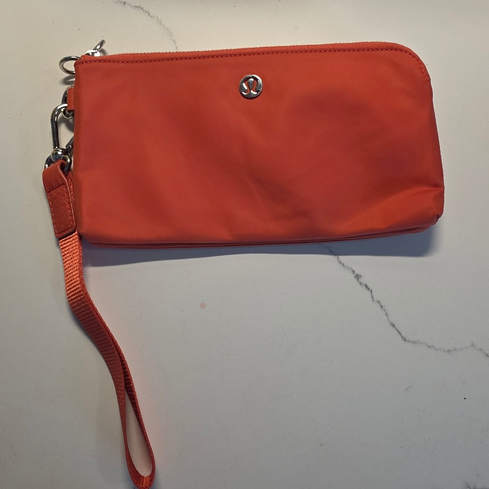Lululemon Orange Nylon Now and Always Pouch Clutch Bag Zip Top